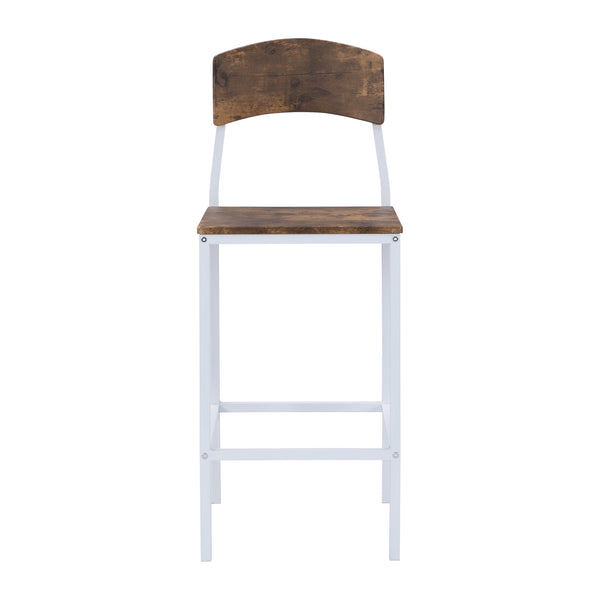 English Elm TOPMAX Counter Height Drop Leaf Dining Set for 4 — Rustic Brown MDF Top with White Iron Frame, Space-Saving Comfort WF290233AAK