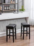 English Elm ,Counter Height 26" Bar Stools For Kitchen Counter Backless Faux Leather Stools Farmhouse Island Chairs (26 Inch, Black, Set Of 2)