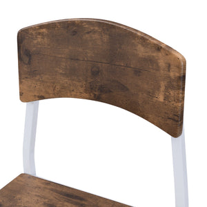 English Elm TOPMAX Counter Height Drop Leaf Dining Set for 4 — Rustic Brown MDF Top with White Iron Frame, Space-Saving Comfort WF290233AAK