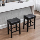 English Elm ,Counter Height 26" Bar Stools For Kitchen Counter Backless Faux Leather Stools Farmhouse Island Chairs (26 Inch, Black, Set Of 2)