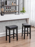 English Elm ,Counter Height 26" Bar Stools For Kitchen Counter Backless Faux Leather Stools Farmhouse Island Chairs (26 Inch, Black, Set Of 2)