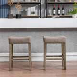 English Elm ,Counter Height 26" Bar Stools For Kitchen Counter Backless Faux Leather Stools Farmhouse Island Chairs (26 Inch, Gray, Set Of 2)