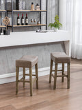 English Elm ,Counter Height 26" Bar Stools For Kitchen Counter Backless Faux Leather Stools Farmhouse Island Chairs (26 Inch, Gray, Set Of 2)