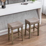 English Elm ,Counter Height 26" Bar Stools For Kitchen Counter Backless Faux Leather Stools Farmhouse Island Chairs (26 Inch, Gray, Set Of 2)