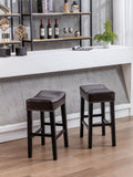 English Elm ,Counter Height 26" Bar Stools For Kitchen Counter Backless Faux Leather Stools Farmhouse Island Chairs (26 Inch, Brown, Set Of 2)