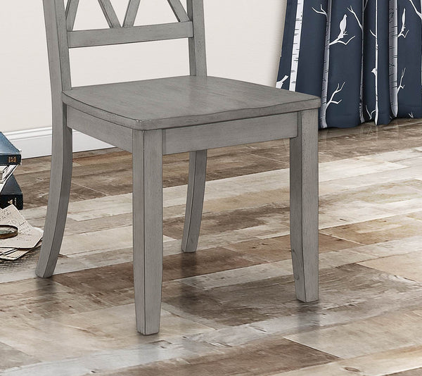 English Elm Casual Pine Veneer Side Chairs Set of 2 in Gray-Transitional Double-X Back, White Accent Dining(Room) B01143557