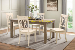English Elm Casual White Finish Side Chairs Set of 2 Pine Veneer Double-X Back Transitional Dining Seats with Easy Assembly B01143553