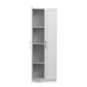 English Elm High Space-Saving Cabinet With 2 Doors, 3 Partitions For Organized Storage In Modern White Finish W331S00080