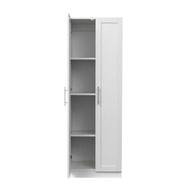 English Elm High Space-Saving Cabinet With 2 Doors, 3 Partitions For Organized Storage In Modern White Finish W331S00080