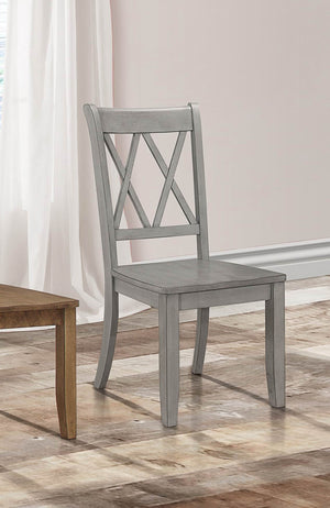 English Elm Casual Pine Veneer Side Chairs Set of 2 in Gray-Transitional Double-X Back, White Accent Dining(Room) B01143557