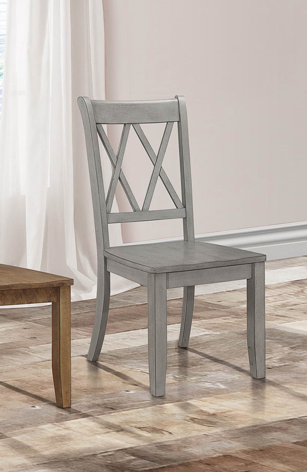 English Elm Casual Pine Veneer Side Chairs Set of 2 in Gray-Transitional Double-X Back, White Accent Dining(Room) B01143557