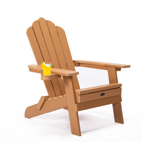 English Elm Tale Oversized Poly Lumber Adirondack Chair with Pullout Ottoman and Cup Holder W100243597