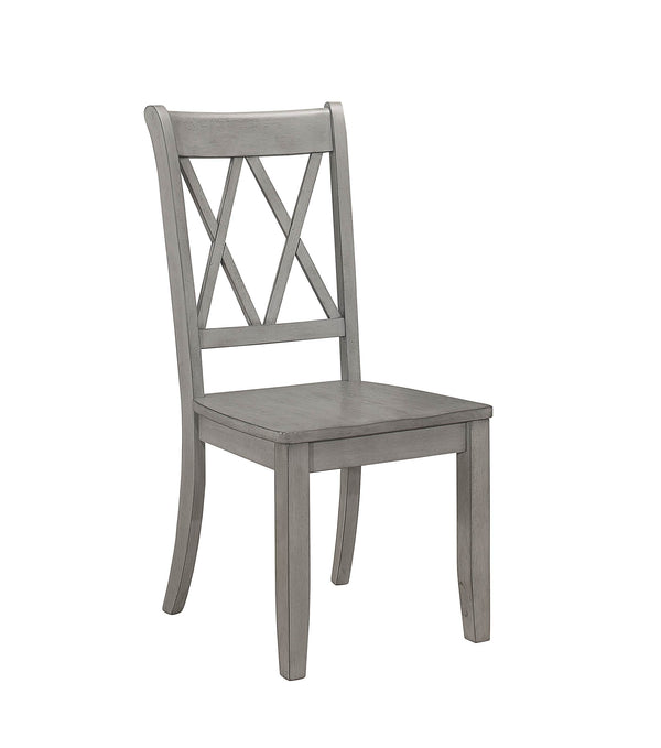 English Elm Casual Pine Veneer Side Chairs Set of 2 in Gray-Transitional Double-X Back, White Accent Dining(Room) B01143557