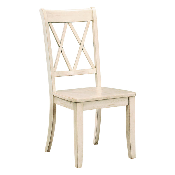 English Elm Casual White Finish Side Chairs Set of 2 Pine Veneer Double-X Back Transitional Dining Seats with Easy Assembly B01143553