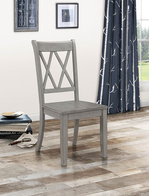 English Elm Casual Pine Veneer Side Chairs Set of 2 in Gray-Transitional Double-X Back, White Accent Dining(Room) B01143557