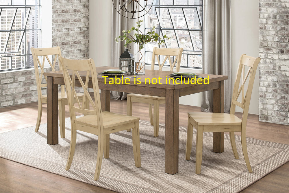 English Elm Casual Janina Side Chairs Set of 2 — Transitional Double-X Back Pine Veneer Accent Dining Seating, Simple Assembly Natural 42 L x 19 W x 10.75 H B01143555