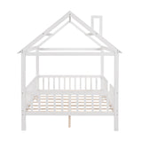 Hearth and Haven Full Size Wood House Bed with Fence LP000087AAK
