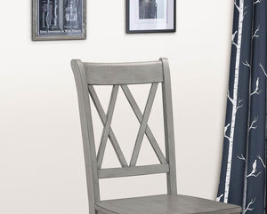 English Elm Casual Pine Veneer Side Chairs Set of 2 in Gray-Transitional Double-X Back, White Accent Dining(Room) B01143557