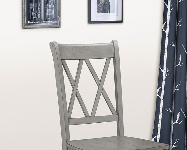 English Elm Casual Pine Veneer Side Chairs Set of 2 in Gray-Transitional Double-X Back, White Accent Dining(Room) B01143557