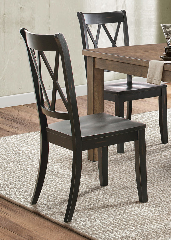 English Elm Casual Janina Side Chairs Set of 2 — Transitional Double-X Back Pine Veneer Accent Dining Seating, Simple Assembly Black 42 L x 19 W x 10.75 H B01143551