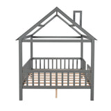 Hearth and Haven Full Size Wood House Bed with Fence LP000087AAE
