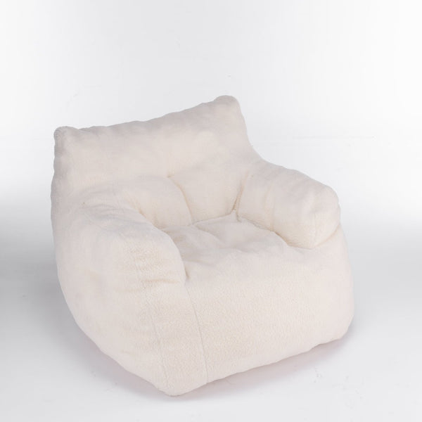 English Elm 010-soft Teddy Plush Bean Bag Chair Tufted Memory Foam Lounge Seat for Bedroom W52741087