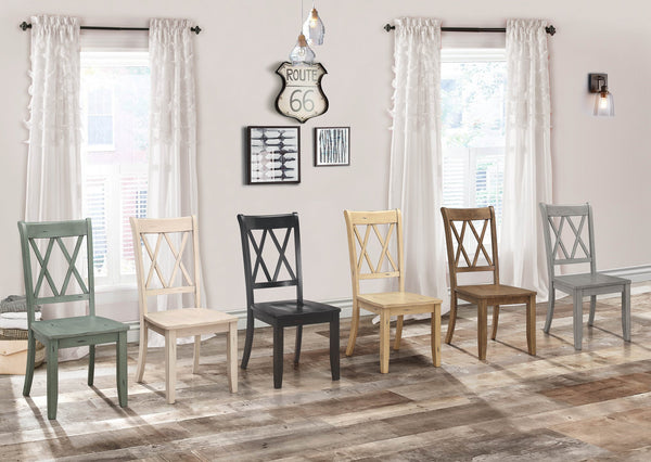 English Elm Casual Pine Veneer Side Chairs Set of 2 in Gray-Transitional Double-X Back, White Accent Dining(Room) B01143557