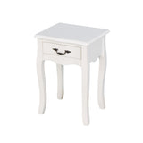 White Living Room Floor-Standing Storage Table with a Drawer, 4 Curved Legs
