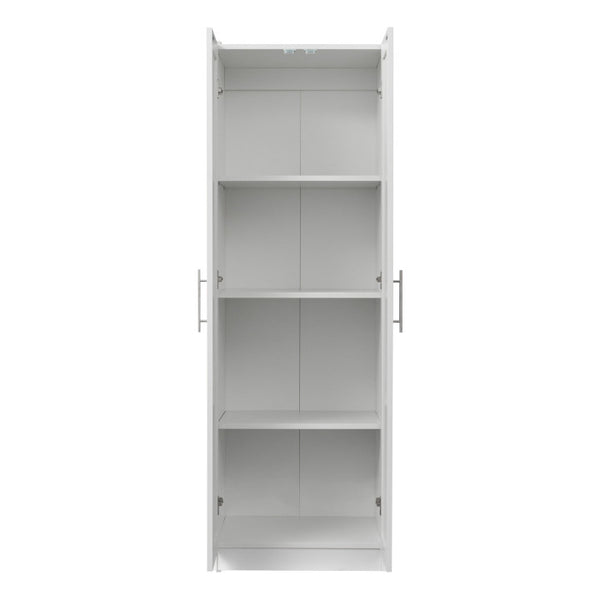 English Elm High Space-Saving Cabinet With 2 Doors, 3 Partitions For Organized Storage In Modern White Finish W331S00080