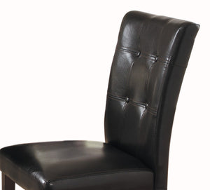 English Elm Button-Tufted Faux Leather Side Chairs Set of 2 with Espresso Wood Frame, Diamond Faux Marble Accent, Transitional Dining Seats B01143602