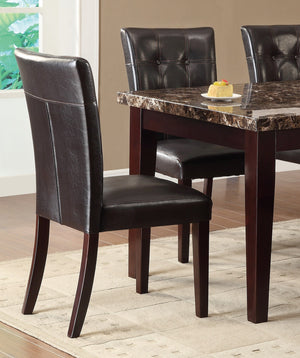 English Elm Espresso 5-Piece Dining Set With Faux Marble Top And Button-Tufted Chairs For Modern Comfort B011S00262