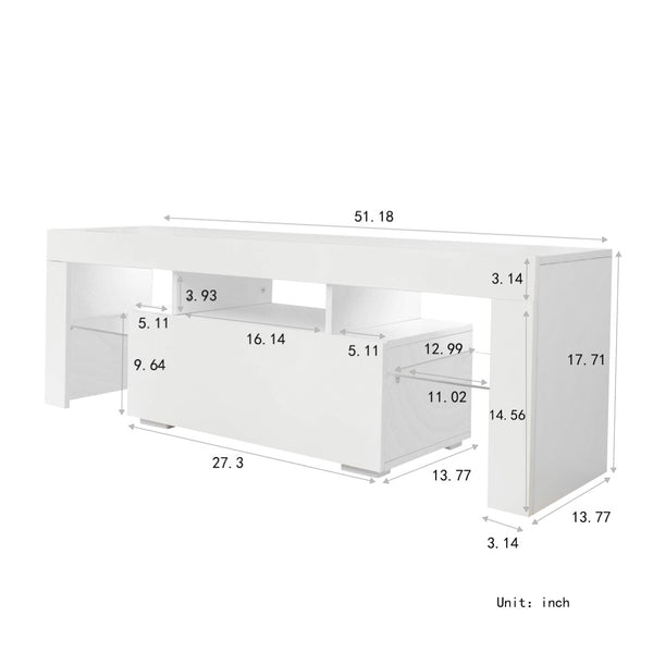 English Elm Entertainment Tv Stand with Led Ambient Lighting White Cabinet for Living Room W33115869