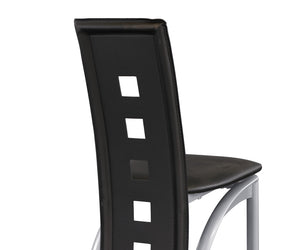 English Elm Set of 2 Sona Modern Counter Height Chairs with Silver Metal Legs and Cutaway Black Faux Leather Backrests B01143601