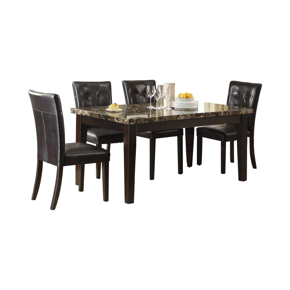 English Elm Espresso 5-Piece Dining Set With Faux Marble Top And Button-Tufted Chairs For Modern Comfort B011S00262