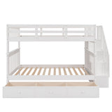 Hearth and Haven Marsenton Full over Full Bunk Bed with Drawer, Storage and Guard Rail, White