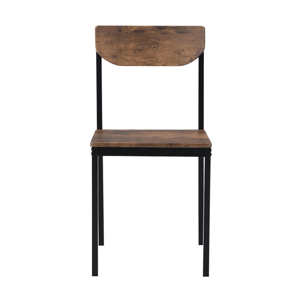 English Elm TOPMAX Modern 3-Piece Round Drop Leaf Dining Set with 2 Chairs, Space-Saving Rustic Brown Top WF290234AAB