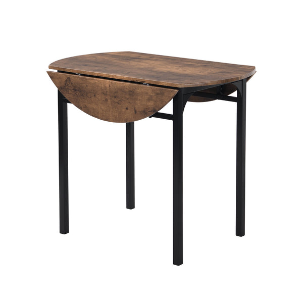 English Elm TOPMAX Modern 3-Piece Round Drop Leaf Dining Set with 2 Chairs, Space-Saving Rustic Brown Top WF290234AAB