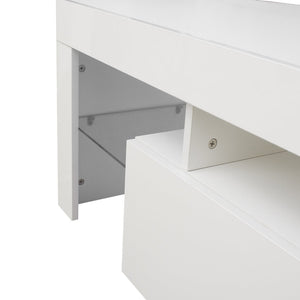 English Elm Entertainment Tv Stand with Led Ambient Lighting White Cabinet for Living Room W33115869