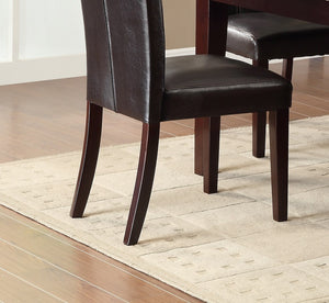 English Elm Button-Tufted Faux Leather Side Chairs Set of 2 with Espresso Wood Frame, Diamond Faux Marble Accent, Transitional Dining Seats B01143602