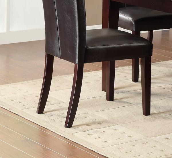 English Elm Button-Tufted Faux Leather Side Chairs Set of 2 with Espresso Wood Frame, Diamond Faux Marble Accent, Transitional Dining Seats B01143602