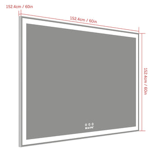 English Elm 60x40 LED Bathroom Mirror with Aluminum Frame, IP44 Waterproof, 3-Mode Touch Dimmable Light Strip W708115602