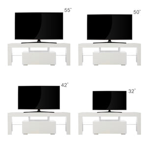 English Elm Entertainment Tv Stand with Led Ambient Lighting White Cabinet for Living Room W33115869