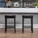 English Elm ,Counter Height 29" Bar Stools For Kitchen Counter Backless Faux Leather Stools Farmhouse Island Chairs (29 Inch, Black, Set Of 2)