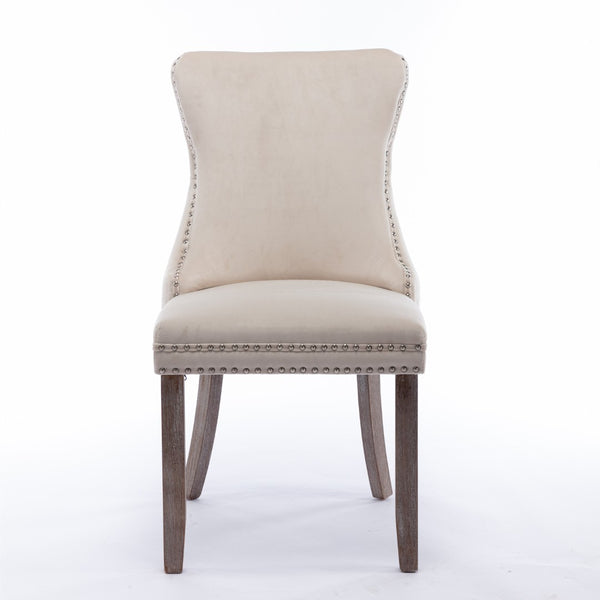 English Elm A&a Furniture Velvet Wingback Dining Chairs Nailhead Trim Solid Wood Legs Set 2 W114351687