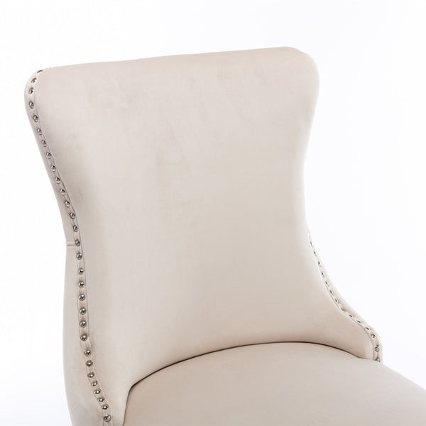 English Elm A&a Furniture Velvet Wingback Dining Chairs Nailhead Trim Solid Wood Legs Set 2 W114351687