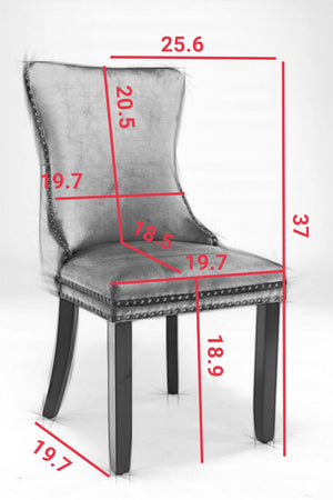 English Elm A&a Furniture Velvet Wingback Dining Chairs Nailhead Trim Solid Wood Legs Set 2 Gray W114351686