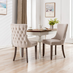 English Elm A&a Furniture Velvet Wingback Dining Chairs Nailhead Trim Solid Wood Legs Set 2 W114351687