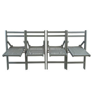 English Elm Furniture Slatted Wood Folding Special Event Chair Set of 4 Gray — Lightweight, Durable, Space-Saving Seating W49539765