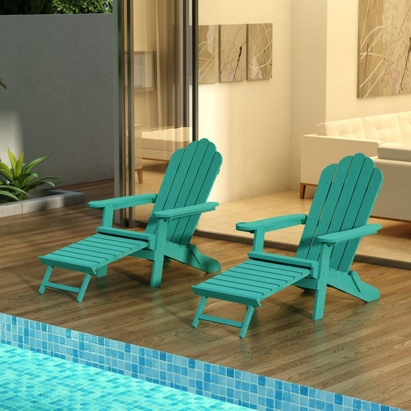 English Elm Tale Outdoor Oversized Poly Lumber Adirondack Chair with Pullout Ottoman Cup Holder W100243678