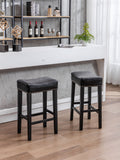 English Elm ,Counter Height 29" Bar Stools For Kitchen Counter Backless Faux Leather Stools Farmhouse Island Chairs (29 Inch, Black, Set Of 2)